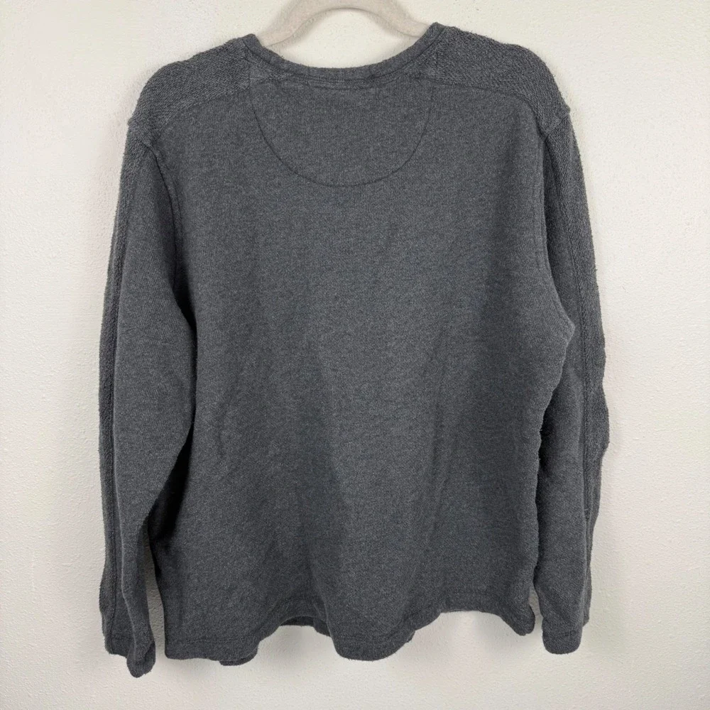 Tommy Bahama Mens XL Gray Textured Knit Long Sleeve Crewneck Sweater Marlin Logo